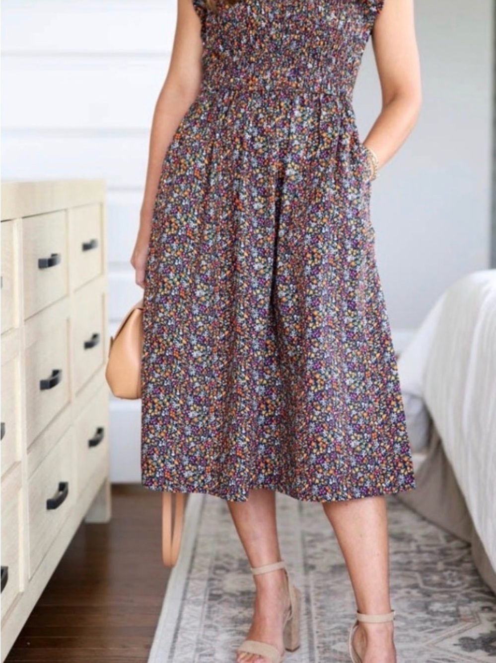 J. Crew Floral Midi Skirt in Navy Multi